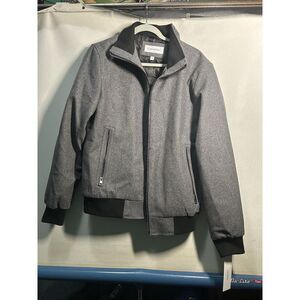 Calvin Klein Men's Wool Bomber Jacket With Knit Trim  Charcoal Sz Small NWT $250